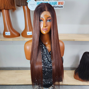 Peluca sin pegamento 2x6 al por mayor, color marrón, 26 pulgadas, cabello humano virgen Remy liso, para mujeres, encaje transparente - Product Image 2
