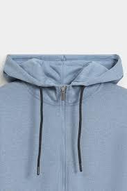 Sudadera con capucha prémium ligera de alto rendimiento con cremallera, color azul acero, para hombre, ropa deportiva, forro polar, corte ajustado, transpirable, con cremallera - Product Image 2
