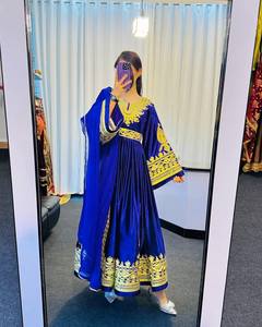 Robe afghane professionnelle à coupe trapèze pour femme, broderie lourde faite main, manches courtes, robes de mariage afghanes par QJ IMPEX - Product Image 2