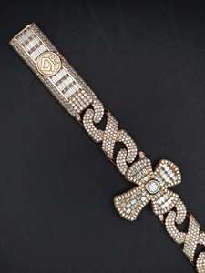 Gold Plated <b>Cross</b> Cuban Link <b>Chain</b> Necklace 925 Silver Moissanite Diamond Hip Hop Religious Jewelry Party Wear - Product Image 2