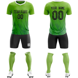 Conjunto de Uniforme de Fútbol Personalizado para Hombre, Negro con Rayas Amarillas, Sublimado, Transpirable, de Secado Rápido, para Entrenamiento de Equipo - Product Image 5