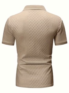 เสื้อเชิ้ตแขนสั้นคอปกถักเนื้อผ้าเรียบคุณภาพสูงสำหรับผู้ชาย สวมใส่สบาย ระบายอากาศได้ดี เหมาะสำหรับฤดูร้อน รับผลิตแบบ OEM - Product Image 6