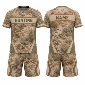 Ensemble chemise et short à manches courtes imprimé floral pour hommes MEGAMAPLE, respirant, en polyester, pour l'été, vêtements de plein air, logo au dos - Product Image 1