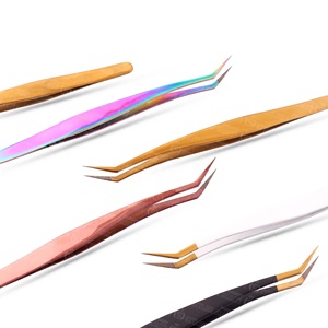 Pince à épiler pour extensions de cils en acier inoxydable durable, multi-or, or rose, blanc et noir, avec nom de marque, testée à la main - Product Image 2