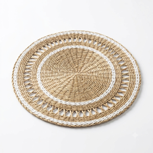 Eco2go Vietnam - Mantel Individual de Hierba de Sarga Natural, Antideslizante, Resistente al Calor, Hecho a Mano con Bordado Floral Vintage para Mesa de Comedor - Product Image 1