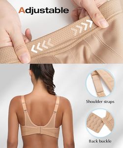 Soutien-gorge de sport dos nageur pour femme, maintien moyen, maille respirante, haut de yoga sans couture, col rond simple, beige - Product Image 5