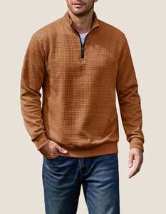 เสื้อสเวตเชิ้ตผู้ชายแบบซิป ¼ ตัว แบรนด์ Oneten รุ่น Waffle คอตั้ง แขนยาว สวมใส่สบาย - Product Image 1