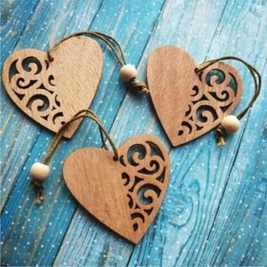 Wholesale Rustic Wooden Heart Christmas <b>Tree</b> <b>Ornament</b> Bulk Cutout Natural Wood Hanging Decoration Holiday Party Supplies Decor - Product Image 1