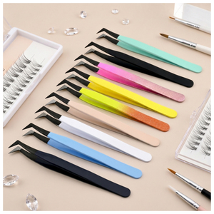 Pinces à cils antidérapantes avec embout en fibre, ensemble de pinces à cils professionnelles pour le soin des sourcils et les travaux de beauté - Product Image 1