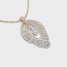 Collar con Diamantes Cultivados en Laboratorio en Forma de Pera y Marquesa de 9 Quilates |   Colgante Solitario de Oro Blanco de 14K - Product Image 4