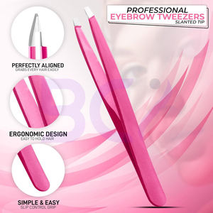 Pinzas de Acero Inoxidable con Punta Inclinada para Mujeres y Hombres, Ligeras, Duraderas y Reutilizables, Ideales para Cejas y Pelo Encarnado - Product Image 2