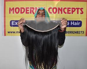 Fourniture en gros de 100% extensions de cheveux vierges droits indiens bruts non transformés avec 13*4 frontal pour femmes cheveux humains - Product Image 1