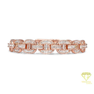 High-End Rose Gold <b>Bracelet</b> Featuring Baguette Lab Grown Stones and Diamond Style Luxury Statement Design Appeal - Product Image 2