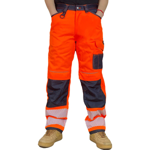 Pantalon de travail haute visibilité réfléchissant pour hommes, pantalon de travail robuste multi-poches pour la construction, l'industrie et les travaux de sécurité - Product Image 1
