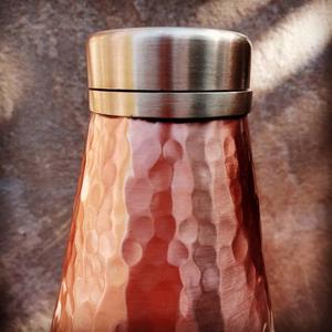 Hammered Copper Water <b>Bottle</b> Reusable Metal Vintage Design for Travel and Outdoor Use Unique Water <b>Bottle</b> With Gold Lid - Product Image 6