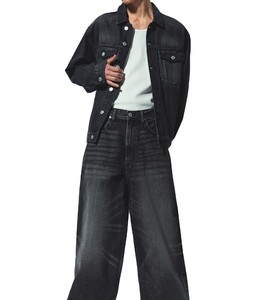 Jeans de Mezclilla Ecológicos de Cintura Alta y Pierna Ancha, Corte Regular, para Mujer, Casuales, Largos, de Color Sólido, con Abertura Asimétrica - Product Image 3