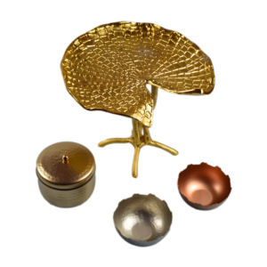 Mejor Plato Dorado con Tazones, Diseño para Bodas, Decoración de Mesa, Diseño con Metal de Aluminio, Productos Artesanales Indios - Product Image 4