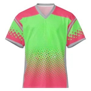 Maillot de football américain personnalisé noir et rouge, numéro 01, col rond, manches courtes, vêtements d'équipe pour hommes, polyester à séchage rapide - Product Image 3