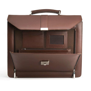 Sacs pour ordinateur portable en cuir véritable à 100 % avec fermeture éclair et poches, très demandés, en vente en ligne - Product Image 4