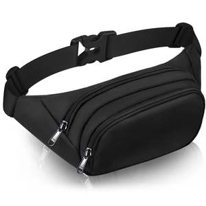 Riñonera unisex negra de nailon con cierre de cremallera para uso diario - Product Image 1