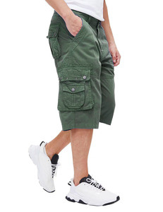 Shorts en coton pour hommes, taille élastique, décoration numérique vintage, shorts cargo 100% coton pour hommes, décontractés, été, randonnée - Product Image 6