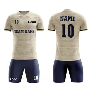 Ensemble de maillots et shorts de football personnalisés OEM ODM, imprimé géométrique, col en V, manches courtes, évacuation de l'humidité, unisexe adulte, toutes saisons - Product Image 4