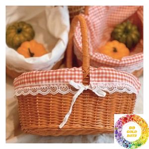 Panier en osier naturel, grand et petit, panier en rotin artisanal avec poignée pour emballage cadeau, événements de mariage, décoration de fête - Product Image 4