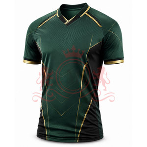Camiseta de Fútbol Geométrica Verde y Negra para Hombre, Manga Corta, Cuello en V, Poliéster que Absorbe la Humedad, Ajuste Atlético, para Todas las Temporadas - Product Image 6