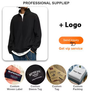 Sudadera con capucha y cremallera para hombre, de algodón, color liso, con bolsillo, corte holgado, estilo casual, con logotipo personalizado, lisa - Product Image 5