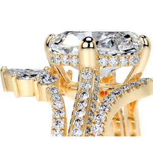 โซลิแทร์ทรงยาวประดับด้วยลวดลายประณีตแบบ Pave Cathedral Setting จับคู่กับมงกุฎทรง Marquise ที่โดดเด่นและสายรัดโค้งเข้าชุด - Product Image 3