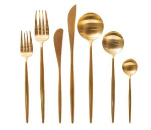 Ensemble de Couverts de Luxe Moderne en Acier Inoxydable Doré Poli Miroir, Lourd et de Qualité Supérieure - Cuillère, Fourchette, Couteau - Product Image 3