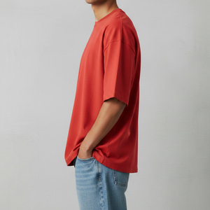 เสื้อยืดผู้ชายทรงโอเวอร์ไซส์ ผ้าฝ้าย 100% คุณภาพพรีเมียม ทรงบ็อกซี่ ไหล่ตก คอกลม ผ้าถักยาวพิเศษ ป้องกันการเป็นขุย - Product Image 4
