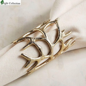 Bright Collection Hollow Antler Napkin <b>Ring</b> Zinc Alloy Retro Wedding Table Decor 4.5cm Width - Product Image 1