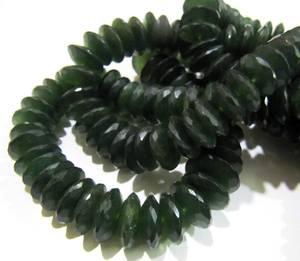 Perles facettées en serpentine naturelle, taille allemande, rondelles, 9-12 mm, brin de 8 pouces - Product Image 2