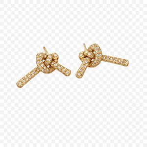 Nuevos Pendientes Modernos de Oro Sólido de 14K con Diamantes Cultivados en Laboratorio, Diseño de Nudo con Pavé, Joyería de Moda de Diseñador, Regalo para Ella - Product Image 4