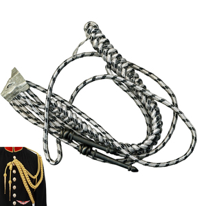 Silver <b>Braided</b> Metallic Silver Black Uniform Aiguillette Silver Wire <b>Cord</b> British Aiguillette - Product Image 1