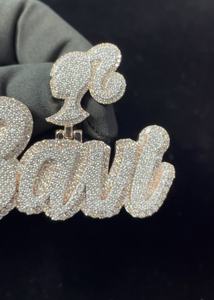 Colgante de Plata de Ley 925 de Primera Calidad con Letra Inicial de Moissanita, Estilo Hip Hop, Diseños de Joyería Personalizados - Product Image 2