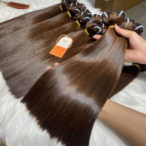 Extensiones de cabello de trama de Color marrón recto de hueso de moda caliente 100% paquetes de tejido de cabello vietnamita crudo precio al por mayor - Product Image 1