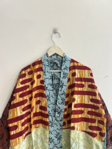 Indian Vintage Women Crepe Silk <b>Kimono</b> Robe Short Lounge Wear <b>Beach</b> Cover Up Gift For Her - Product Image 3