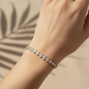 8.500CTW Round Pave Cluster-<b>Set</b> Diamond Tennis Bracelet - Product Image 1