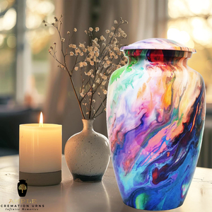 โกศหินอ่อนทำมือ ลายศิลปะนามธรรมหลากสี เป็นมิตรกับสิ่งแวดล้อม ทนทาน สำหรับบรรจุอัฐิของผู้ใหญ่ ขนาด 220 คิวบิกอินช์ สไตล์ยุโรป - Product Image 4