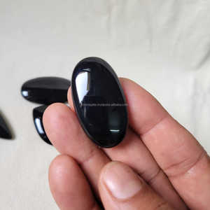 เครื่องประดับคริสตัลแท้สีดำพลอยโมราหลังแบน - Product Image 2