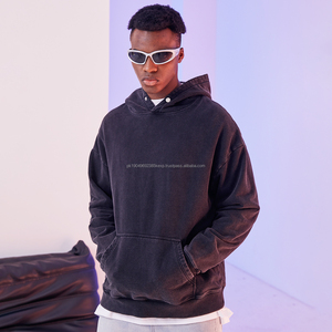 Sweat à capuche délavé sur mesure sweat à manches longues de luxe pour hommes sweat à capuche surdimensionné vintage délavé noir - Product Image 3
