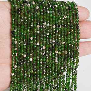 Perles de diopside chromé vert naturel authentique de Russie, facettées, rondes, en vrac, pour la création de bijoux - Product Image 2