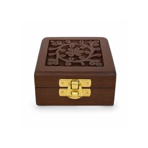 Handcrafted Customized Polished Wooden Mini Jewelry Storage <b>Box</b> | Small Organizer <b>Box</b> for Rings <b>Earrings</b> Nose Pins | Brown Gift - Product Image 1