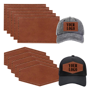 Custom Branding Leather Patches SF 1803 Simple Style Water Resistant Embossed Logo Durable PU <b>Material</b> Beige Stitched Design - Product Image 3