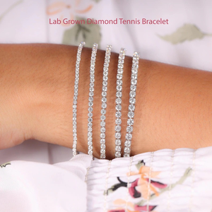 Pulseras de tenis de diamantes de talla brillante redonda de oro blanco de 9K con baño de rodio para mujer, engaste de canal, joyería de lujo para bodas - Product Image 5
