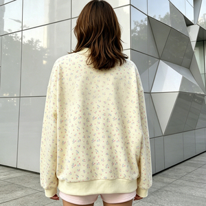 Nueva Sudadera Oversize para Mujer con Cuello Alto, Estampado Floral, Letras Rosas, Estilo Deportivo, 100% Algodón Tejido, Manga Larga, Estilo Otoñal - Product Image 2