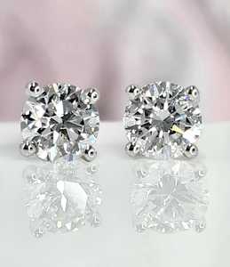 Pendientes de Plata de Ley 925 con Moissanita de 1 Quilate, Corte Redondo, Tipo Sello, para Aniversarios, Cumpleaños, Fiestas, Regalo para Enamorados - Product Image 3