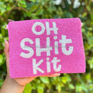 Pochette perlée faite main Oh Shit Kit, sac d'urgence, pochette de rangement à fermeture éclair, pochette fantaisie avec lettres amusantes, cadeau original unisexe tendance - Product Image 4